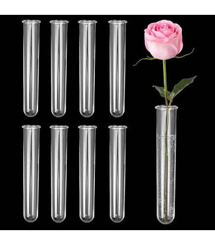 20 Tubes à Eau Pour Fleurs 7x1,5 Cm - Avec Bouchon, Pour Bouquets Et Compositions Florales