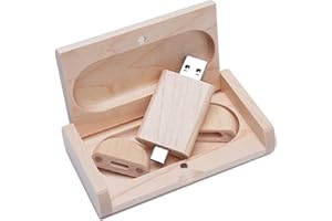 Yaxiny Memoria USB C de 64 GB, unidad flash USB C 3.0 Stick de alta velocidad USB C Drive Dual OTG Pen Drive Caja de madera de arce para TV, coche, smartphones, PC, portátil