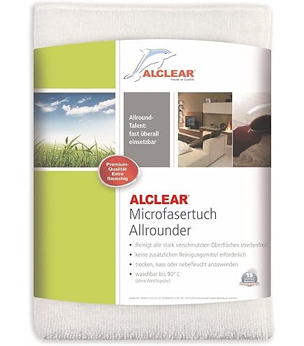 ALCLEAR 950006_3 3-er Set Microfasertuch Star Spezialtuch Für Bad Und Kueche Entfernt Kalkraender 40 X 45 Cm Weiss