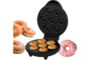 JAUHMUI Donutmaker,Mini-Donut-Maker,1200 W elektrische Donut,Kompakter Donut Maker Maschine für 7 Mini-Donuts,Donut-Form mit Antihaftbeschichtung,für kinderfreundliches Frühstück,Snacks, Desserts (Schwarz)