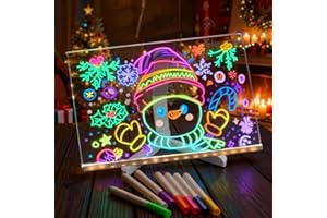 FLOSSTY Wondiko Tablette Lumineuse Wondiko pour Dessin Enfants LED, Message avec 7 Couleurs Stylo, Idée Cadeau Créatif Décoration Chambre Fille Ado, Développe imagination et motricité fine (Blanc, 30x20 cm)