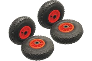 PRODUCTPRO Product Pro 4 x 10" Red Pneumatic Wheels 3.00-4 (260x85mm) for 20mm Axle Shaft