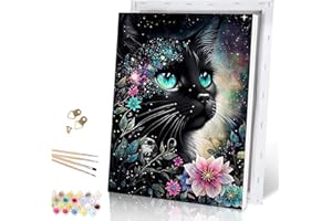 Galmcook Paint by Numbers Adult Cat with Frame - Paint by Numbers Adult Set with 4 Brushes and Acrylic Paint - DIY Hand Painted Oil Painting Kit for Beginners and Adults 30 x 40 cm with Frame