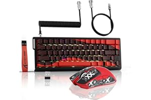 ATTACK SHARK 3-in-1 Wireless X68PRO HE Keyboard&X11 Gaming Mouse&Coiled C01PRO Combo,BT/2.4G/Wired,8Khz Rapid Trigger Magnetic Switch,PixArt PAW3311 Sensor, 22000 DPI,Magnetic Charging Dock,Tape-Red