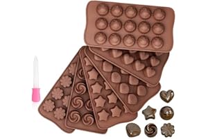 Cozywind 6 piezas Moldes de Chocolate,6 formas Diferentes Moldes de Bombones Para Caramelos,Chocolate Marrón,Muffins