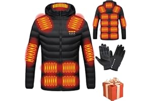 SUSENSTONE 2023 Veste Chauffante USB, Doudoune Manteau Chauffant Électrique Hommes Femmes Lavable avec 3 Niveaux de Chauffage et 15 Zones Chauffage pour Ski Pêche Randonnée Plein Air Pas Cher Blouson
