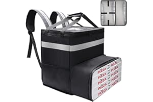Windspeed Sac à dos extensible pour livraison de nourriture et de pizza vélo, avec 2 planches de soutien/bande réfléchissante, sacs isothermes pour pizza, Noir