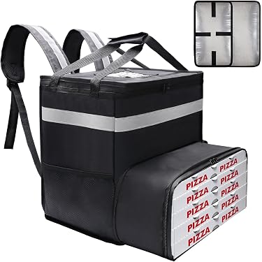 Sac Isotherme Livraison 70 L – Grand Sac Pizza & Nourriture, 52×35×39 Cm, Noir, Réutilisable, Imperméable, Idéal Restauration & Pique-Nique
