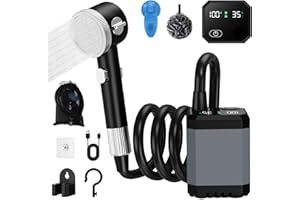 Edteanu Doccia da Campeggio,6000 mAh Doccia Portatile Ricaricabile,Doccia Campeggio,con Doccia Filtrabile, Display Intelligente a LED,per Campeggio, Escursionismo,Auto,Spiaggia,Giardino,Animali