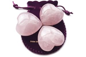 Polar Jade Cœur gonflé sculpté à la Main en Pierres de Cristal 100% Naturelles pour la guérison énergétique du Chakra, la méditation, Le Massage et la décoration (Lot de 3)