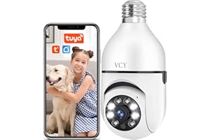 VCY Kamera bezpieczeństwa żarówki, E27 WiFi TUYA 360 stopni nocnego koloru, Pan/Tilt panoramiczny kamery IP,2,4 GHz 1080 P Inteligentny dom nadzoru dzieci kamera alarmowa dwa sposoby rozmowy kryty