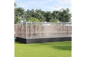 Emmtore Voliere mit Erweiterung, Vogelvoliere mit Stahlgittern Flügeltür, Haustierkäfig für Vögel Kleintier, Vogelkäfig Vogelhaus,Silbern Stahl,725 x 307 x 212 cm