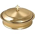Mayur Exports Communion Ware Church Set | Holy Stackable 1 Communion Tray with a Cover for Churches | Stainless Steel Tray with 40 holes disk – Shiny (Gold) Finish