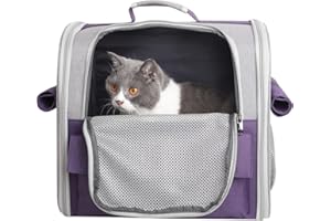 KIEPOAR Pet Carrie Large Portable Backpack for Cat Puppy Dog up to 10kg - Capsule Breathable Travel Rucksack with Ventilated Mesh 3 Side Entry Top-Opening Foldable, Airline Approved for Outdoor Daily Use