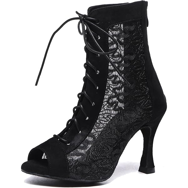 ZYXWVU Latin Dans Laarzen Voor Vrouwen Veters Omhoog Hoge Hak Open Toe