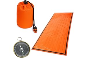 PANGWUU Notfall Schlafsack Set, Notfall Schlafsack Set mit Decke und Kompass, Survival Kit für Outdoor, Camping und Notfälle, Ultraleichtes Biwaksack für Fluchtrucksack und Biwak