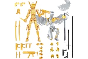 PEKOIU T13 Action Figure Set (Assembly Completed), 3D Printed Multi-Jointed, Titan 13 Action Figures, Multi-Articular Lucky Mobile Robot Nova T-13,Desktop Decorations for Game Lovers Toys (Sliver/Gold)