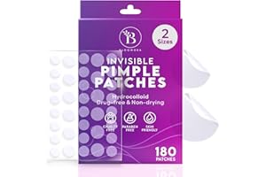 BLOOMORA Niewidoczny plaster na pryszcze na twarz (180 sztuk), plaster hydrokoloidowy na pryszcze, leczenie trądziku na twarz (rozmiar S/L)