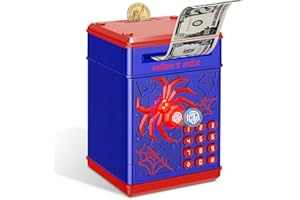 Yellcetoy Hucha Electrónica para Niños, Spider Caja Fuerte con Código de Seguridad y Música, Cumpleaños Navidad Regalos para Niño Niñas 3 4 5 6 7+ Años Azul