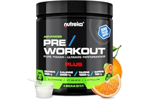 Nutreika Pre Workout Potente 300g/30 Dosi | Preworkout Forte con Creatina, Beta-Alanina, Caffeina, Taurina... Per Allenamento Palestra | Made in Italy