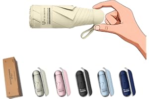 BAODINI Travel Mini Umbrella for Purse With Case-Small Compact UV Umbrella Protection Sun-Lightweight Tiny Pocket Umbrella UP