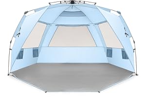 Easthills Outdoors Instant Shader Deluxe XL Easy Up 4 Person Beach Tent Sun Shelter - Extended Zippered Porch Included