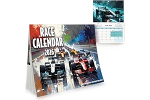 SC Products A4 F1 Calendar 2026 with Race Dates Formula 1 Gifts for Men | Abstract Formula 1 Calendar 2026 with Race Dates F1 Gifts for Men | Sports Car Motor Racing Presents for Him