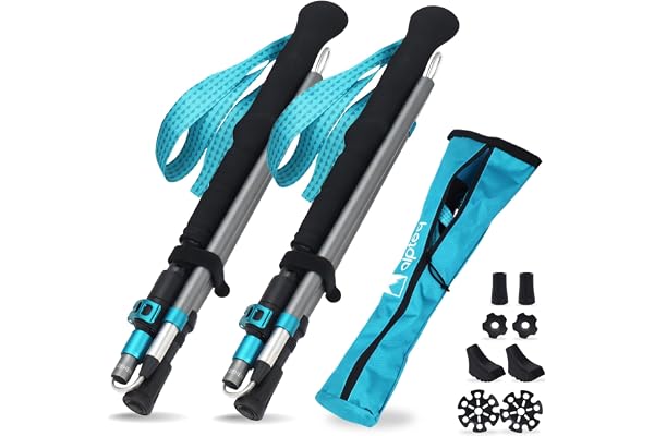 Alpteq® Bâtons de randonnée Pliables en Carbone avec poignée en liège | Bâtons de Trekking pour Sports de Montagne | Bâtons de Marche Nordique pour Homme et Femme | Extra léger et télescopique