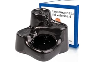 Miaustore Mini Fontanella per Gatti Ceramica con Sensore di Movimento - Silenziosa, Fontana Gatto Senza Plastica, Non ha Bisogno di Filtri - Distributore Acqua Automatica per Gatti - Nero