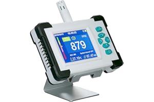 Weytoll Testeur de CO2 portable, détecteur de dioxyde de carbone avec batterie rechargeable, écran TFT de 3,2 pouces avec thermomètre et hygromètre, avec étui de rangement