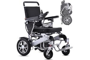 Broobey Tragbare elektrische Rollstühle für Erwachsene, leichter elektrischer Rollstuhl, Unterstützung 150kg, elektrisch motorisierter Klapp-Rollstuhl für Senioren, Silber