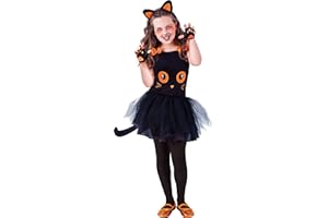 RUBIE'S Rubies - Déguisement Tutu Chat - Déguisement pour Enfant - Noir - Taille M - 3 à 4 ans - 98 à 105cm - Tutu + Haut + 4 Mitaines + Collant - Pour Carnaval, Noël, Anniversaire, Fêtes et Halloween.