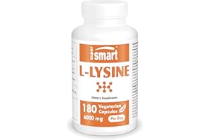 Supersmart - L-Lysine 500 mg - Essential Amino Acid Developed to Support Physical Activities | Non-GMO & Gluten Free - 180 Vegetarian Capsules