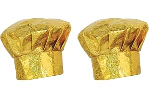 Beistle 60963 Prismatic Fabric for Baking Chef Hats 2 Pack Party Supplies Kitchen Decoration Summer Picnic One Size Gold