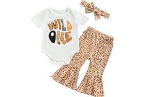 Xeadoffubio Completo Neonata 1 Anno Compleanno Vestito da Compleanno per Bambine Stampa Leopardato Pagliaccetto Manica Corta Tuta Estiva Bambina Set Elegante Festa Compleanno Bambina