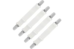 LIHAO Tendeur Drap Housse élastique, 4 pcs Attache Drap Housse pour Drap Lit Canapé, Blanc