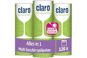 ‎CLARO Claro Multi Alles-in-1 Geschirrspül-Pulver - Phosphatfrei & Umweltfreundlich - Öko-Spülmaschinen-Pulver - 3x 800 g
