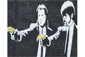 Tucocoo Banksy - Kit de pintura por números de 16 x 20 pulgadas, diseño de plátano de pulpa ficción, pintura al óleo, el mejor regalo para niños, estudiantes, adultos, principiantes, con pinceles y