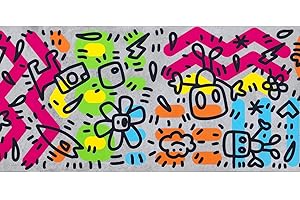 REDS Tappeto BSIMO - Tappeto multiuso realizzato dall'artista Bsimo antiscivolo per ingresso, cucina, camera, bagno - Lavabile in lavatrice - 59-50 x 140