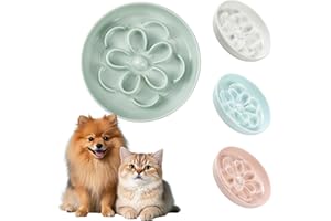PTOBER Gamelle Anti Glouton Chat en Mélamine - Petit Bol avec Labyrinthe Fleur pour Chaton - Alimentation Lente, Antidérapante, Anti-Vomissements - Compatible Lave-Vaisselle – Vert