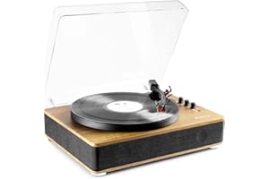 Fenton RP162L Lightwood Portable Record Player with Bluetooth Output, Built-In Speakers, Vinyl Turntable and Wireless Audio Transmitter, Suitcase Design, Retro Style