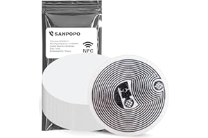 SANPOPO 100 Stück NFC Sticker NFC Tags Selbstklebend vom Typ NTAG215 NFC Aufkleber nfc tag sticker，Mit 504 Byte Speicher，Funktioniert mit allen NFC-fähigen Telefonen（rund/25 mm）