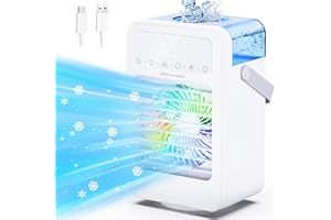 JERVAMNI Air Conditioner, Mini Portable Air Conditioner 600ML With 8H Timer 5 Speeds 2 Spray Mists, Quiet Portable Air cooler Fan for Home Room Office