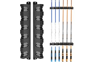 Zsanhua Fishing Rod Holders, 1 Pair Wall Mounted Fishing Rod Rack Fishing Pole Holders with Foam Scratch-Free Storing 6 Poles, Storage Fishing Rod Stand for Wall Garage Boat (Horizontal)