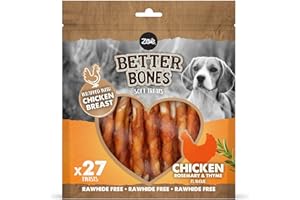 ZOE Zoë Better Bones Soft Dog Treat Chews, Pouch of Rawhide-Free, Chicken-Wrapped Twist Dog Training Chews - Chicken Flavour, 1 Bag of 27 pcs