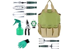 INNO STAGE Gartenwerkzeug Set,10 Stück Garten Werkzeug mit Gartengeräte Organizer Handtasche, Stabil Gartengeräte Set, Ideale Gartengeschenke für Frauen für Gartenliebhaber geeignet