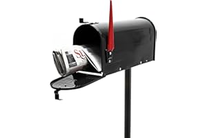 WILTEC Buzón correo US Mail diseño americano negro pie apoyo soporte pedestal cartas vintage retro metal