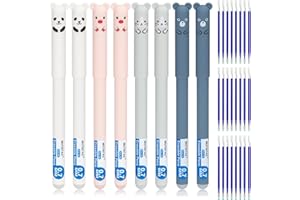 Mutsitaz Radierbarer Kugelschreiber Blaue Tinte, 8 Stück Tintenroller Radierbar mit 24 Nachfüllungen, Erasable Pen Set, 0,7 mm Löschbarer Stift für Studenten, Lehrer, Schule und Büro