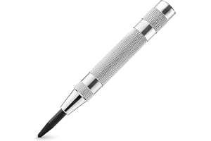 NEIKO 02639A 15 cm automatisk hålstans i centrum med justerbar enhandsfjäderkollektion, krompläterat skaft och premium S2-stå