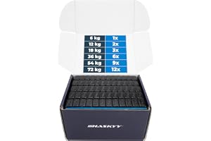HASKYY 100 balansvikter svart 12 x 5 g vikter 6 kg stålvikter 60 g med avrivningskant galvaniserad och plastbelagd kg svart 5